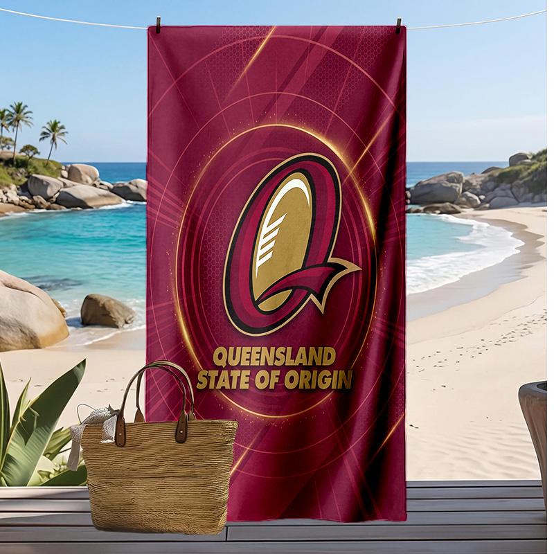 Queensland Maroons Druck Strandtuch Weich Tragbar Schnell?Trockenes Handtuch für Pool Sommerurlaub Outdoor Sport
