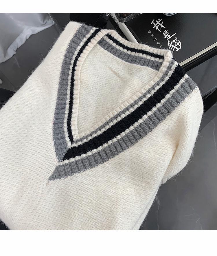 Men's Knitted V-Neck Sweater Vest - Korean Style, Spring/Autumn, Loose Fit