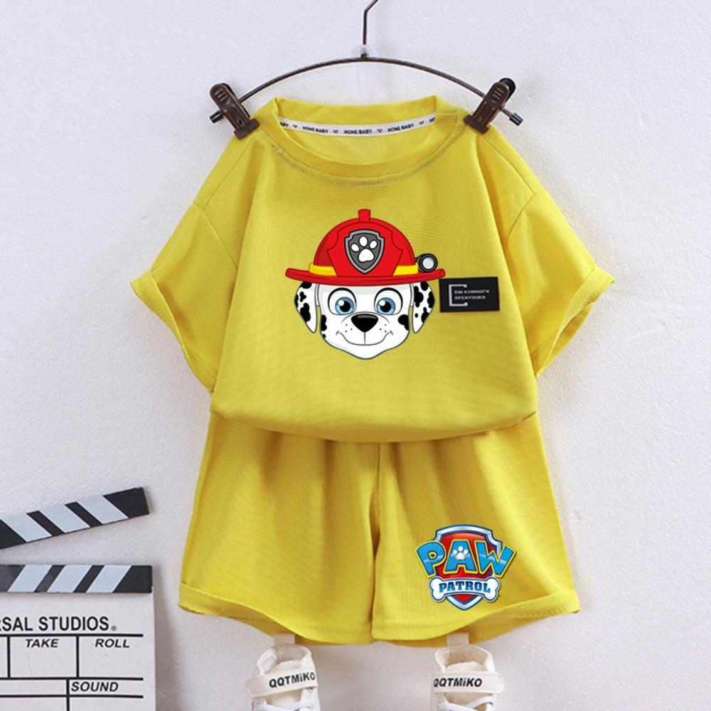 Paw Patrols Series Shorts Set Summer Cartoon Short Sleeve  for Boy Casual Tracksuit Birthday Gifts