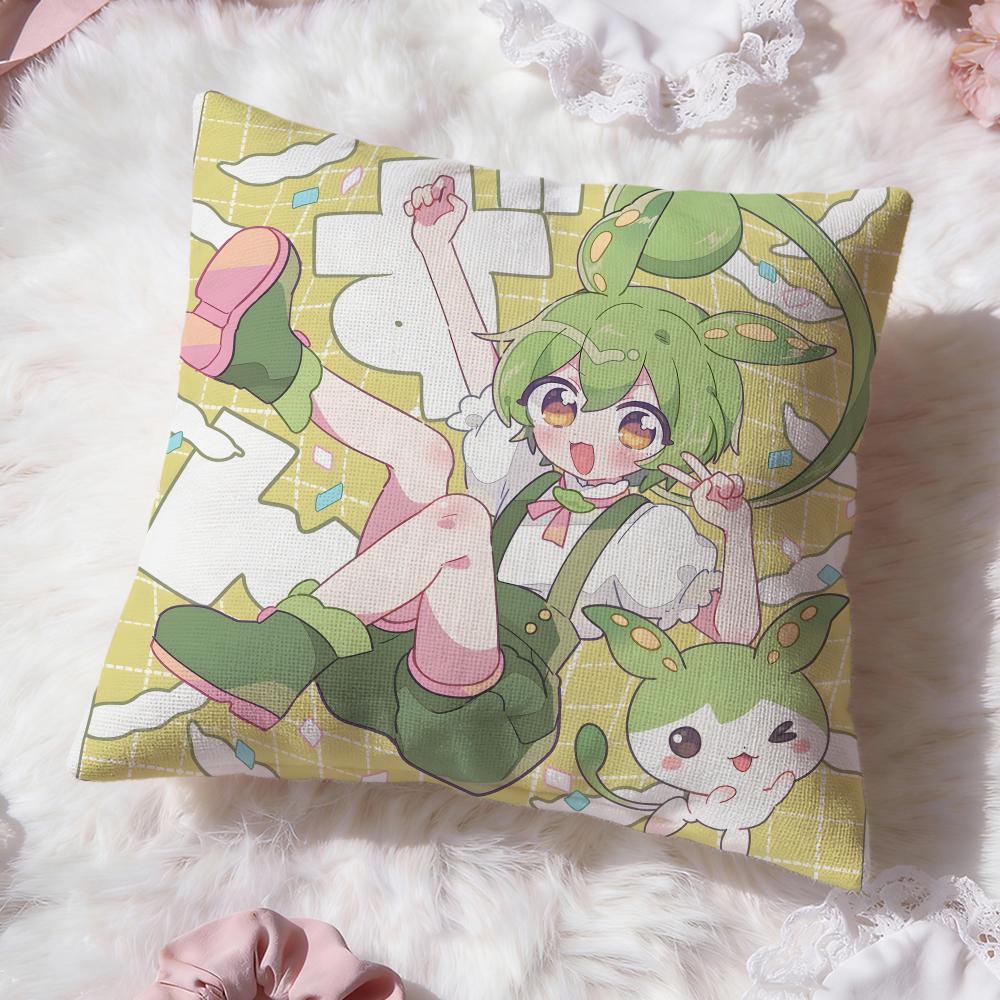 Z-Zundamon Anime Cushion Cover Premium Comfort Reversible Pillow Cove -Two In One Design for Any Room & Car Interior