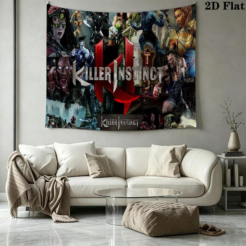 KILLER INSTINCT Wall Tapestry Aesthetic Wall Hanging Printed Fabric Blanket Decorative Tapestries for Bedroom Living Room Home Decor