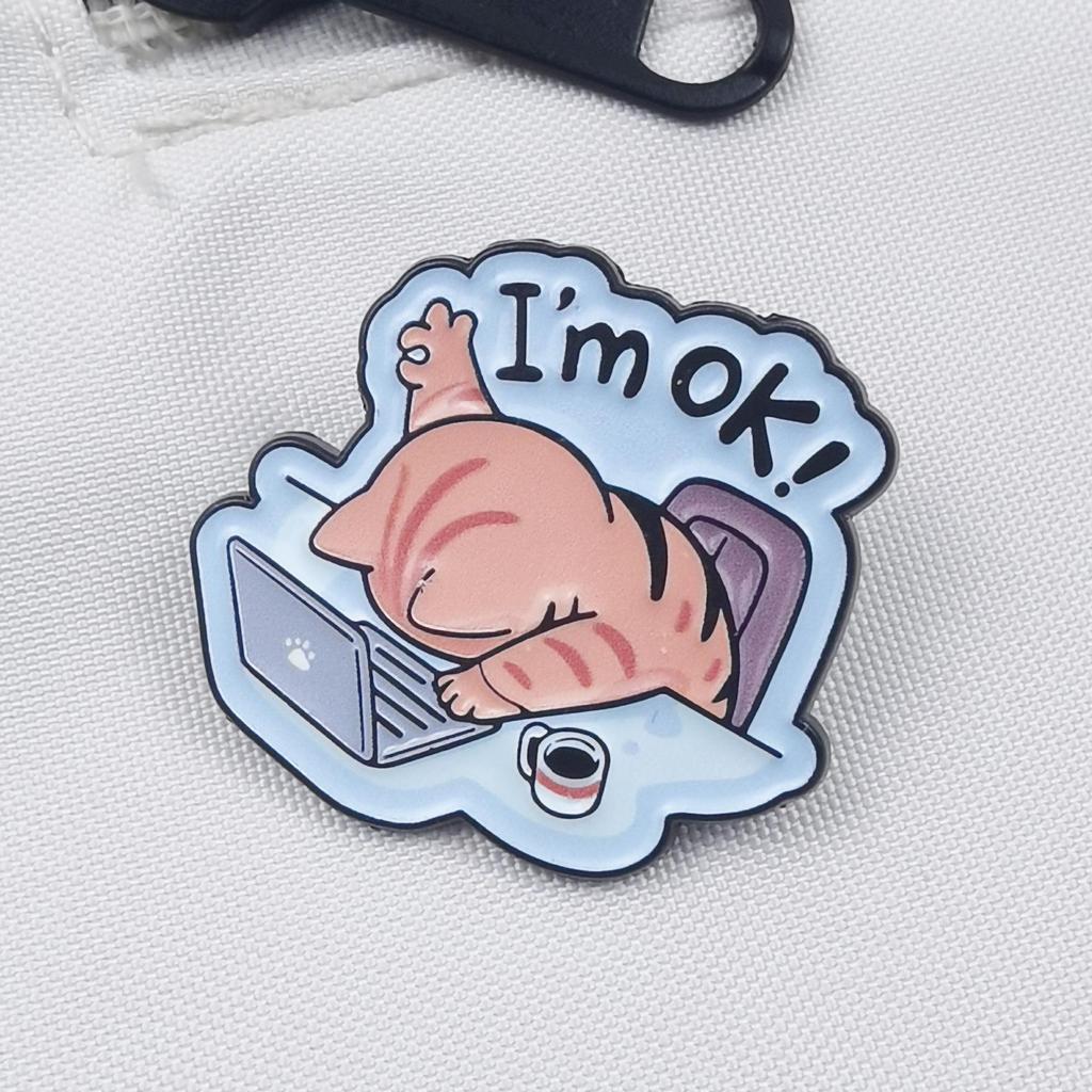 Creative "I Am Very Good" Alphabet Metal Brooch - Cute Cartoon Kitten Personality Accessory Badge