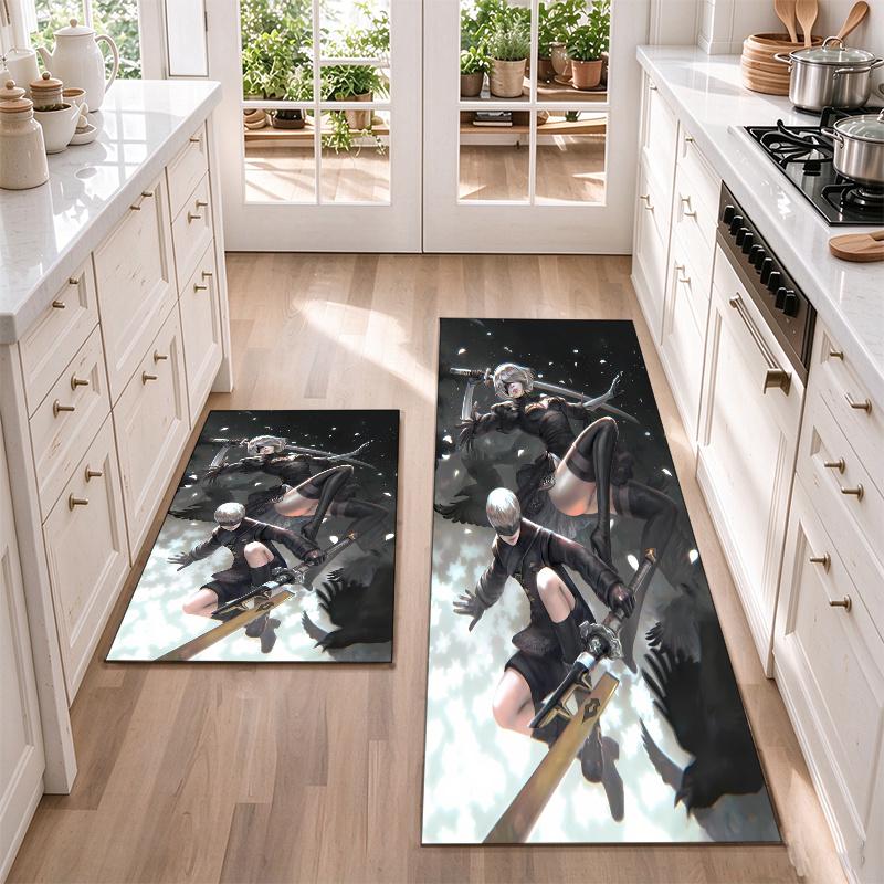 Nie RAutomata Flannel Kitchen Floor Mat – Non-Slip, Absorbent and Easy to Clean Suitable for Kitchens, Entryways Bedroomsand Bathrooms