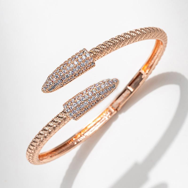 High-end New Bracelet with Micro-encrusted Zircon Opening and Adjustable Nail Bracelet One Size(18CM~21CM)