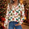Women's Christmas Print Long Sleeve Shirt Elegant Casual Holiday Top