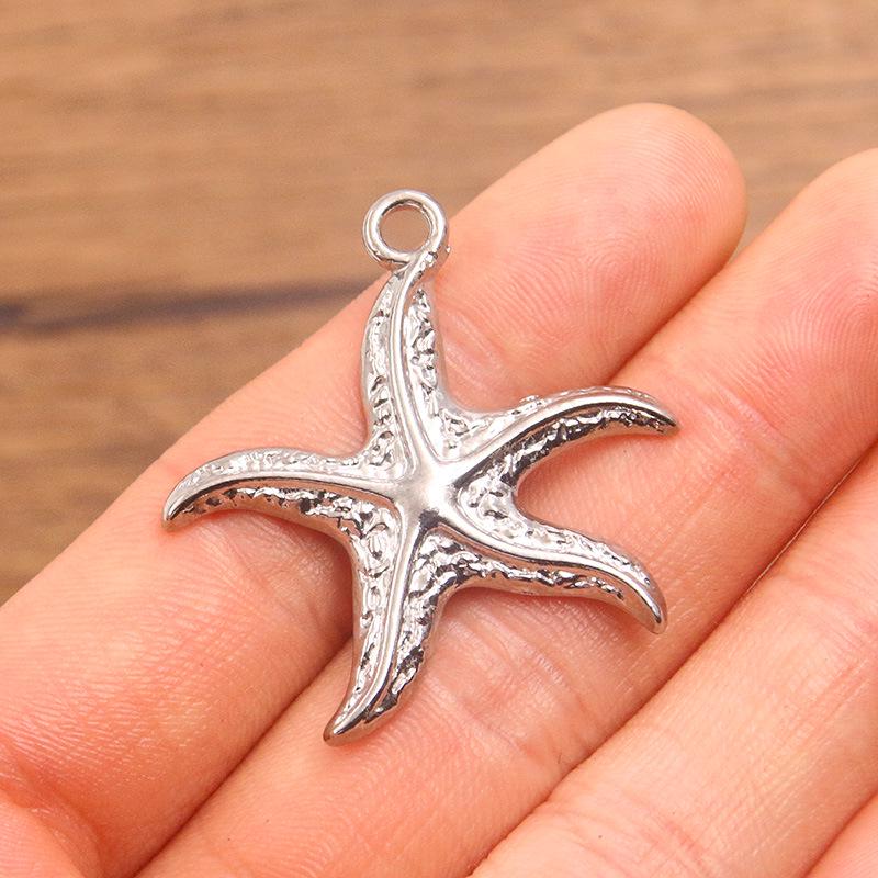 Bi-Color 304 Stainless Steel Starfish Pendant with Real Gold Electroplating