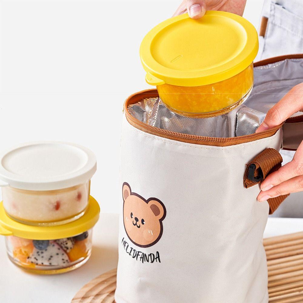 Transparent Glass Cooking Cup with Lids Food Storage Container Portable Fresh Keeping Bowl  Camping