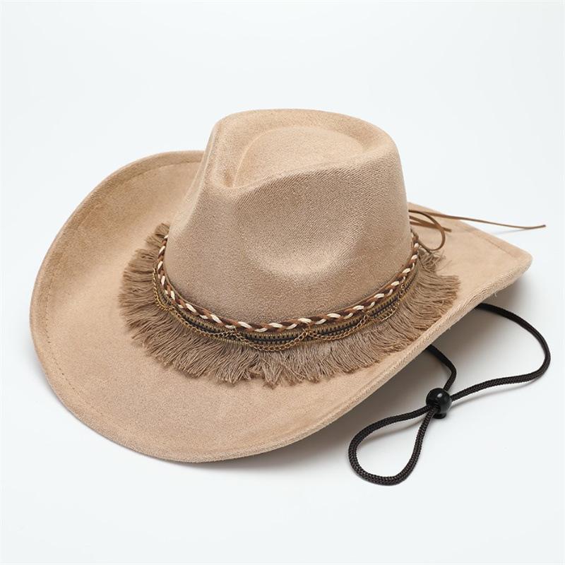 Suede hat woolen jazz hat British top hat solid color retro sunshade sun protection western cowboy hat