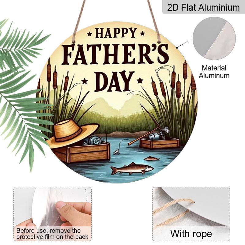 2D Flat 1pc, 8x8 in, Father's Day Circular Aluminum Metal Sign, Unique and Durable, Easy To Hang Decoration, Suitable for Bedroom, Kitchen, Dining