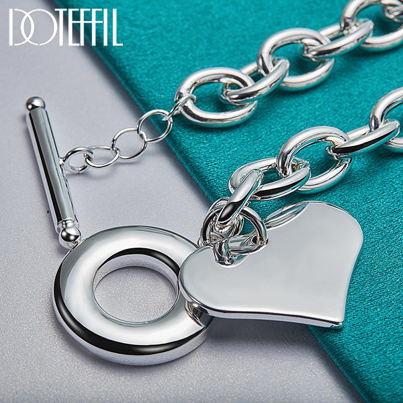 Pulsera de corazón de plata de ley 925, joyería nupcial