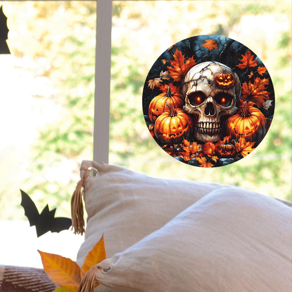 Halloween Skull Pumpkin Uv Electrostatic Glass Showcase Home Decor Stickers