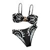 Sexy Fashion Metal Starfish Accessories Printed Ladies Split Swimsuit BIKINI