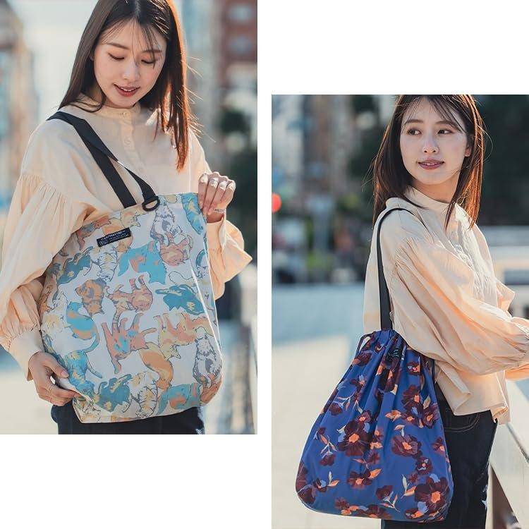 KiU Waterproof Bag Cover Vivid Flower K444-632 2-Way Packable Tote Bag and Drawstring Rain Cover