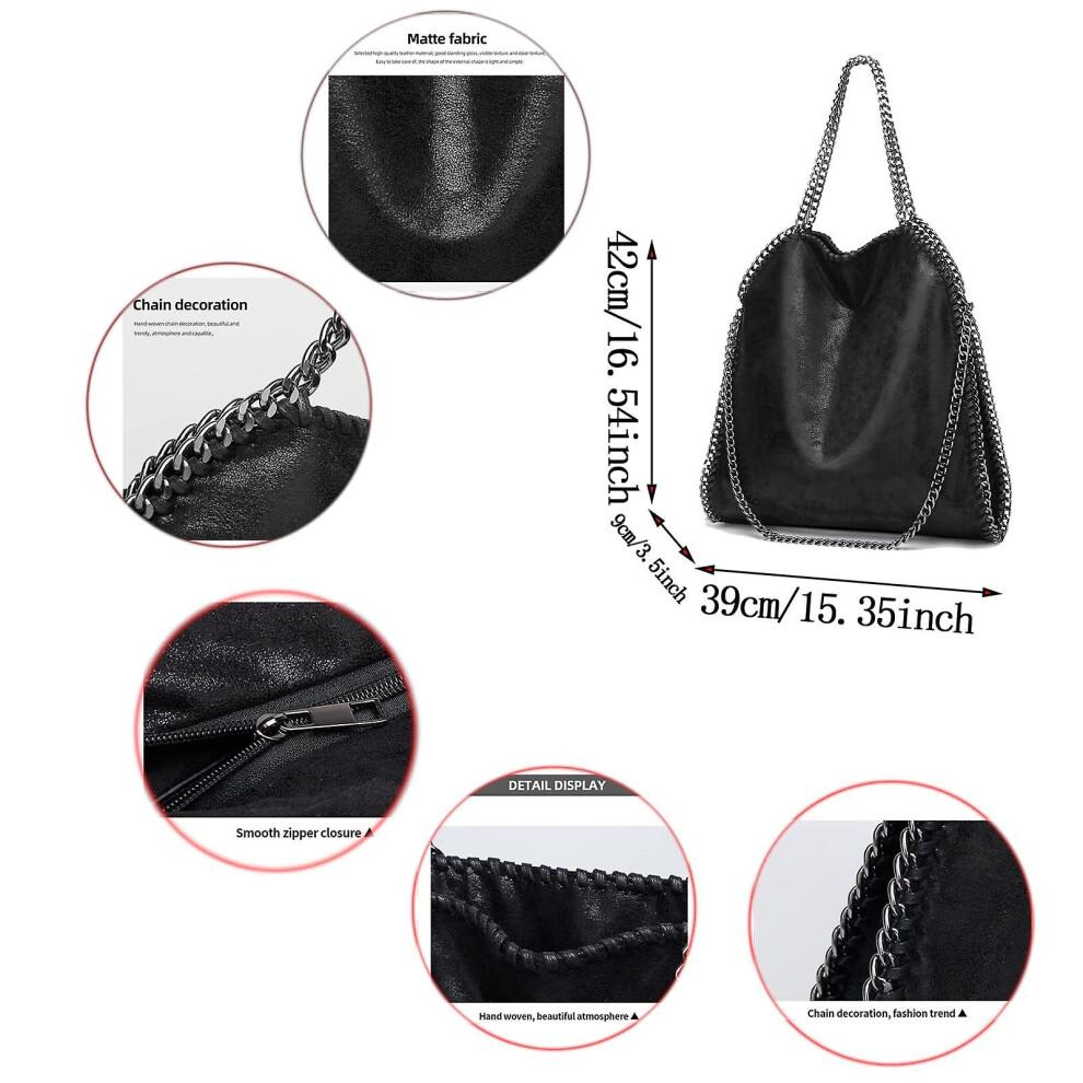 Womens Handbags Soft Leather Fashion Designer Top-handle Casual Pocket Ladies Tote Portable Chain Large Shoulder Bags Black