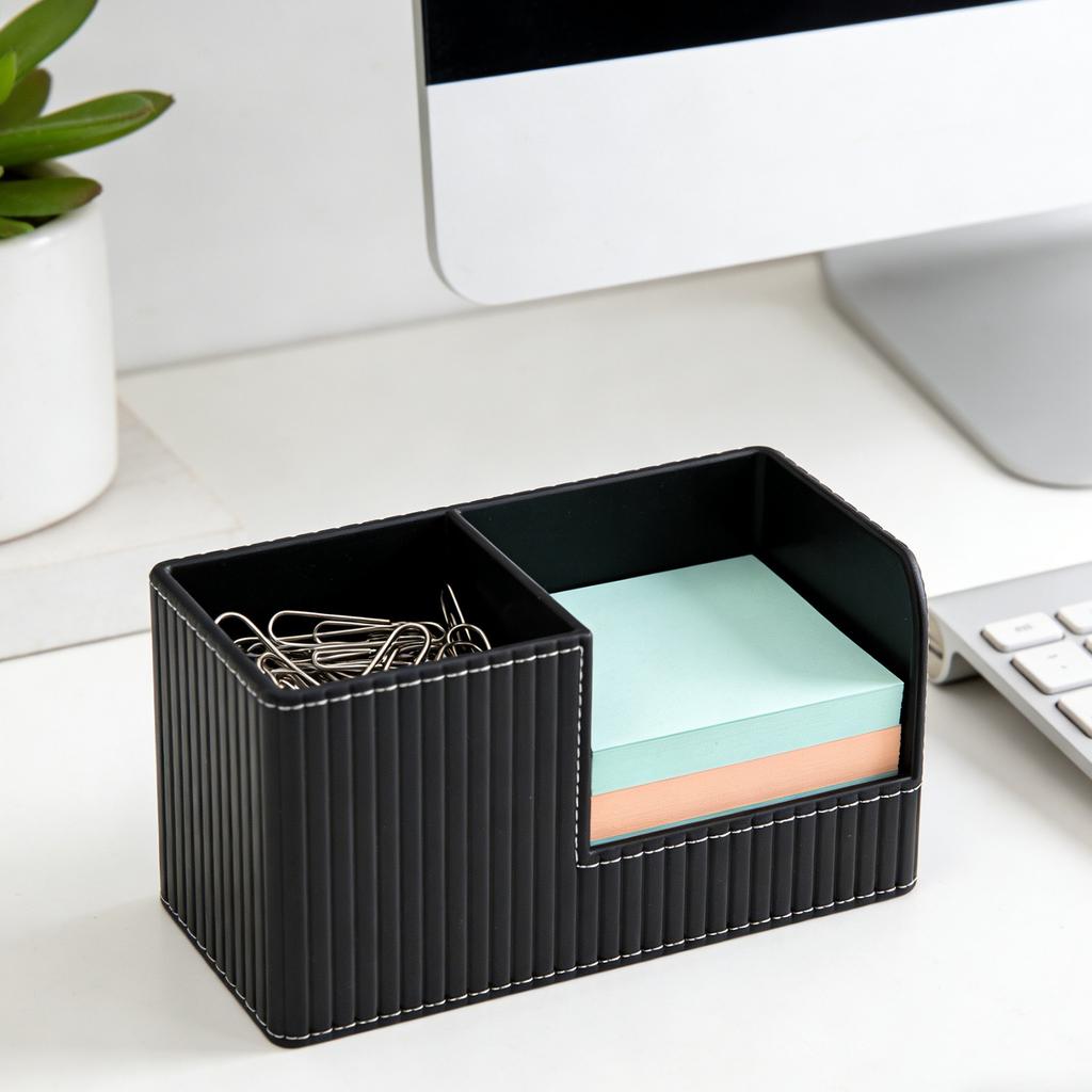 Desk Pen Storage Box Worker Supplies, Multifunctional Leather Storage Box