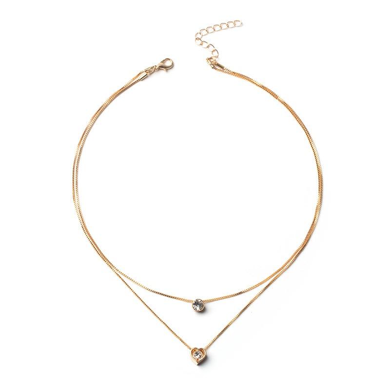 Alloy Necklace Jewelry Fashion Multi-layer Love Water Drop Pendant Retro Women's Collarbone Chain