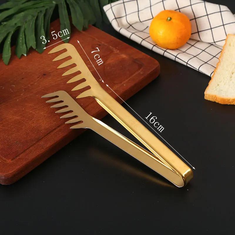 10-Styles Gold BBQ Food Tongs Stainless Steel Food Clip Cake Bread Grill Clamp Sugar Clip Ice Clip Utensils Kitchen Accessories
