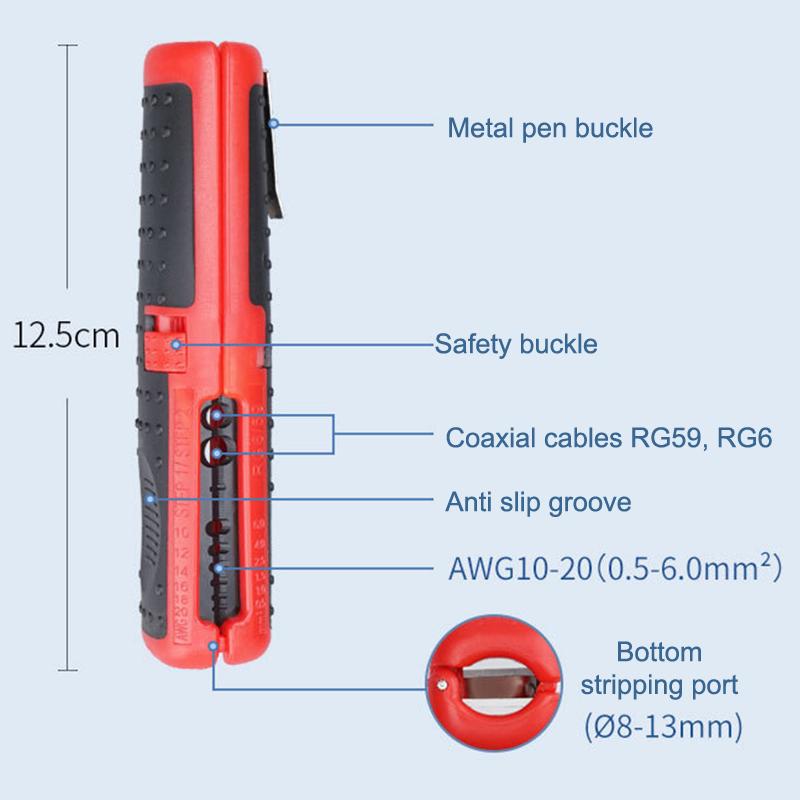 Hardware Tool Multifunctional Cable Wire Stripper Cutter Pliers Hand Tool Portable Anti-Skid Handle Strip Pen Clip