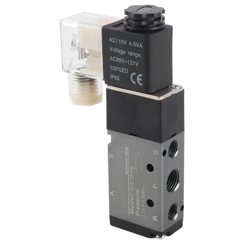 2 Position 5 Way Solenoid Valve Pneumatic Reversing Switch Control Valves G1 4in IntakeAC 110V+  15percent