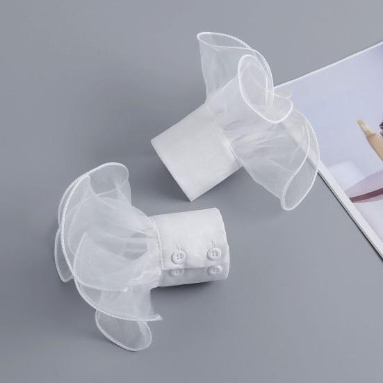 Formal Dress Sleeve Trims Detachable Ruffled Cuffs for Women, Elastic Layered Tulle Fake Cuffs, Decorative Fashionable Arm Extensions Wrist