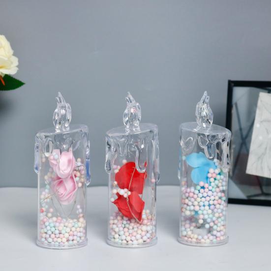 1Pc/2Pcs Eternal Flower Flameless Candles LED Flickering Pillar Candles Valentine's Day Night Light for Wedding Home Decor