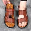 Men's Sandals Trendy 2025 New Summer Cowhide Beach Shoes Men's Genuine Leather Cool Slippers Dual Purpose Driving Shoes