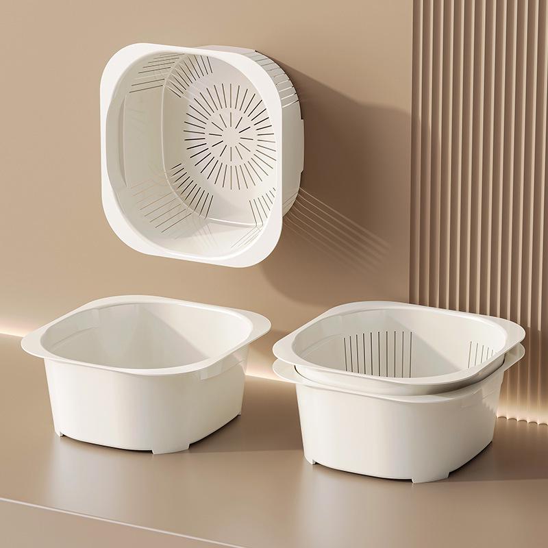 2026 Multi-Layer Stackable Kitchen Basket: Draining and Washing Basin for Fruits, Vegetables, and Rice.