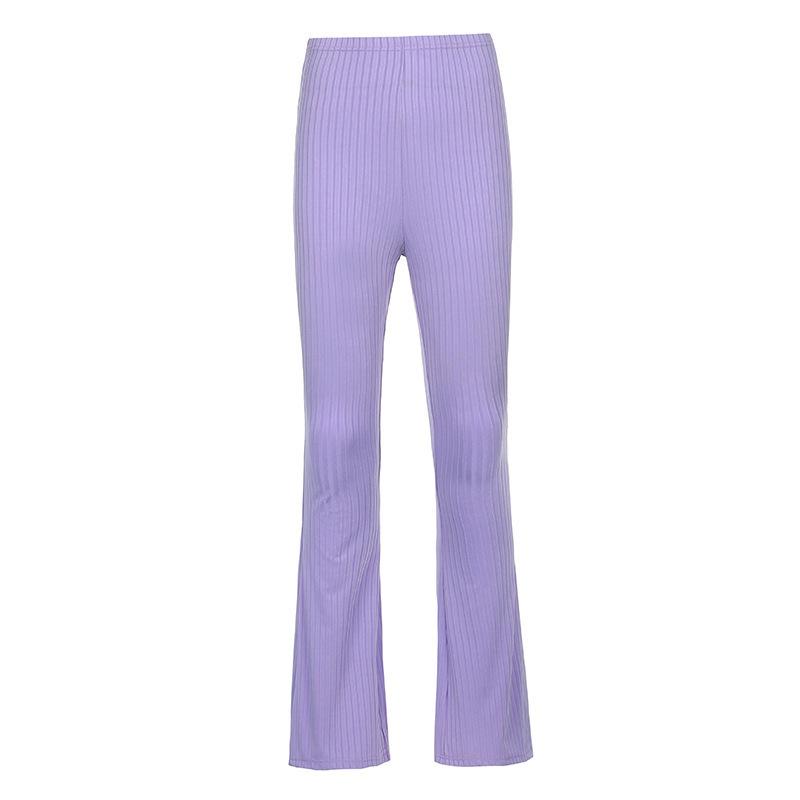 2023 Women's Fashion: European & American Style High-Waisted Micro-Flare Solid Color Elastic Pants