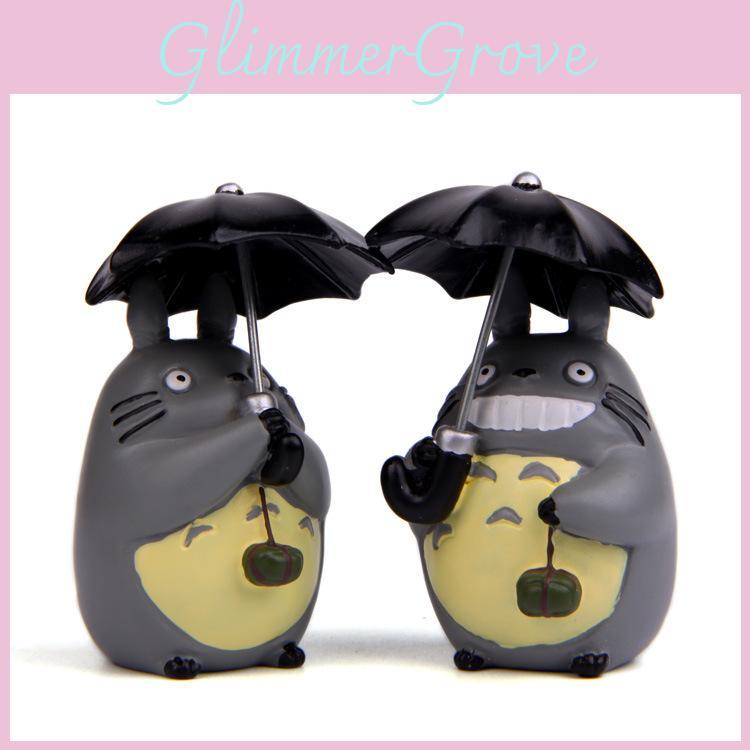 Resin Totoro Cartoon Cat Figure With Umbrella And Zongzi For Collectors And Giftgiving