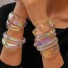 Geometrisches Transparentes Breites Armreif-Armband Unregelmäßige Öffnung Armreif Schmuck Harzarmband Frauen