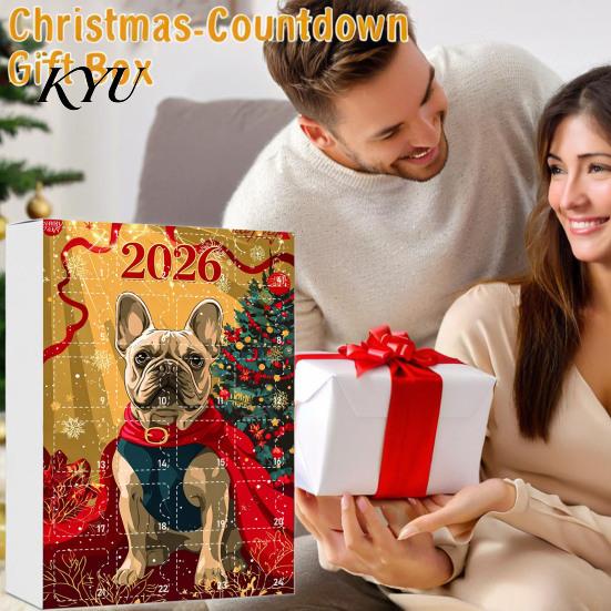 Collectible Dog Ornaments Bulldog Advent Calendar 2026, 24 Days Acrylic Puppy Christmas Countdown Calendar, Lover Gifts 2D Flat Xmas Tree Pendant for