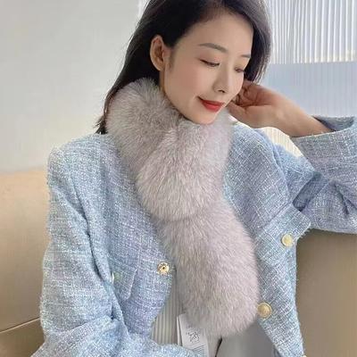 Écharpe en poil de renard de qualité supérieure Hiver Avec Fourrure Double Face Peluche Fourrure Col en Vrai Fourrure Style Enfant Écharpe