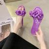 Fashion Comemore Sweet Women Flower Appliques Slippers Pvc Jelly Shoes Flat Heel Soft Elegant Leisure Slides Outdoor Beach Chinelos 2025