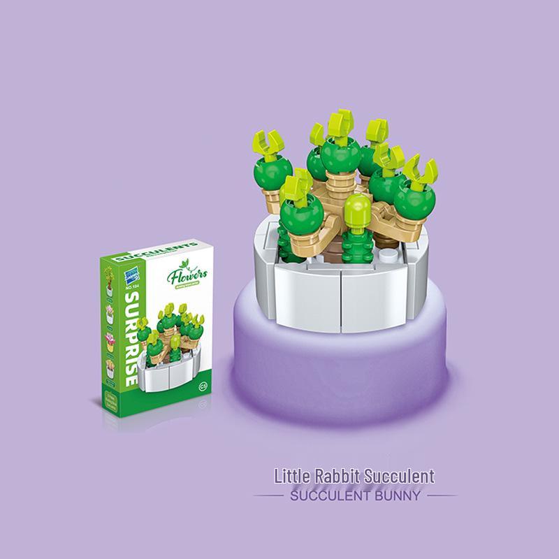Kids' Educational Interlocking Building Blocks - Flower Potted Plant (Rose & Epiphyllum) Compatible with Top Building Block Models
