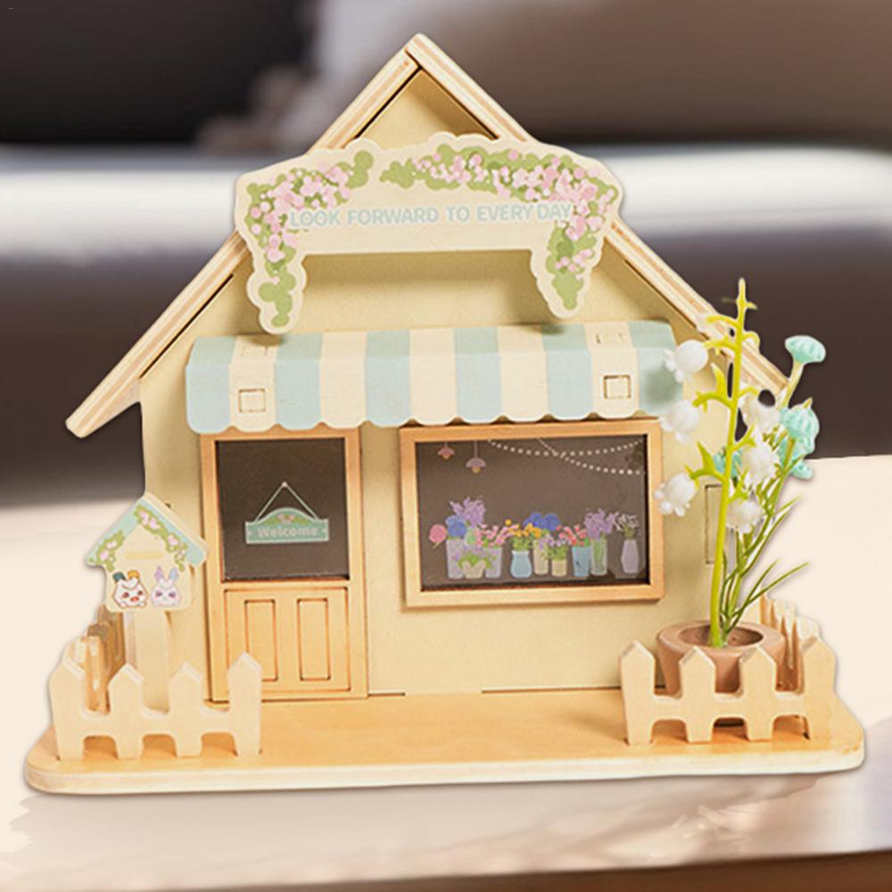 Led Night Light For Kids Nightstand LED Night Lamp Wooden Cottage Shape Doll House Model Night Light Bedroom Table Lamp For Desk