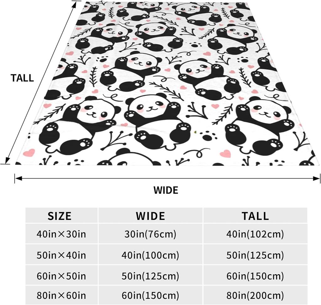 Coperta Panda - Morbido Plaid in Flanella per Bambine e Donne, Regali Carini per Amanti dei Panda, Decorazione Peluche (Cartone animato, 50"x40\")