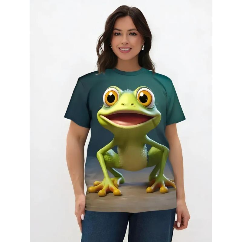 Frog 3D Printed Short Sleeve Summer Vacation Sports Quick Dry Breathable Fashion Comfortable Street T-shirt