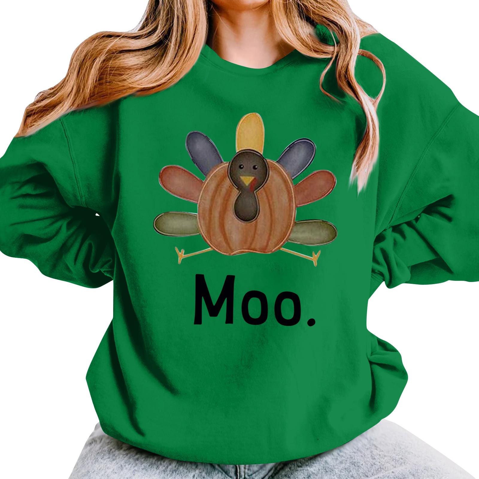 Женская повседневная мода День благодарения с принтом длинный рукав O-образный вырез — фото 7