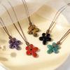 Semi-Precious Agates/Amethyst Necklace Five-Petal Pendant Necklace  Birthday Gifts