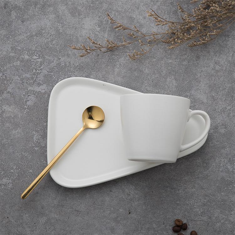 Elegant Ceramic Coffee Cup Set with Spoon & Dessert Plate - Perfect for Afternoon Tea 240ml