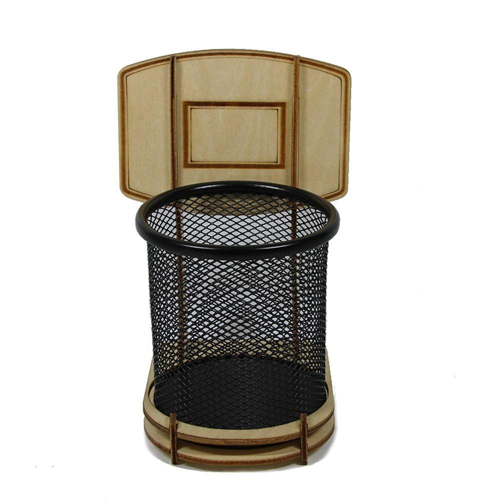 Household Mesh Pen Holder Wooden Frame Cosmetic Brushes Shelf  Table Storage Supplies