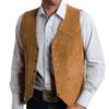 Men's Vest Gold Suede Leather Gentleman Business Waistcoat Vintage Western Cowboy Regular Slim Business Banquet Men Suit Vest