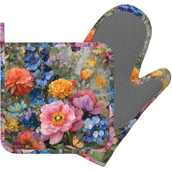 Day of The Dead Oven Mitt and Pot Holder with Silicone Heat Resistant Kitchen for Cooking BBQ Baking Grilling Cooking Protection