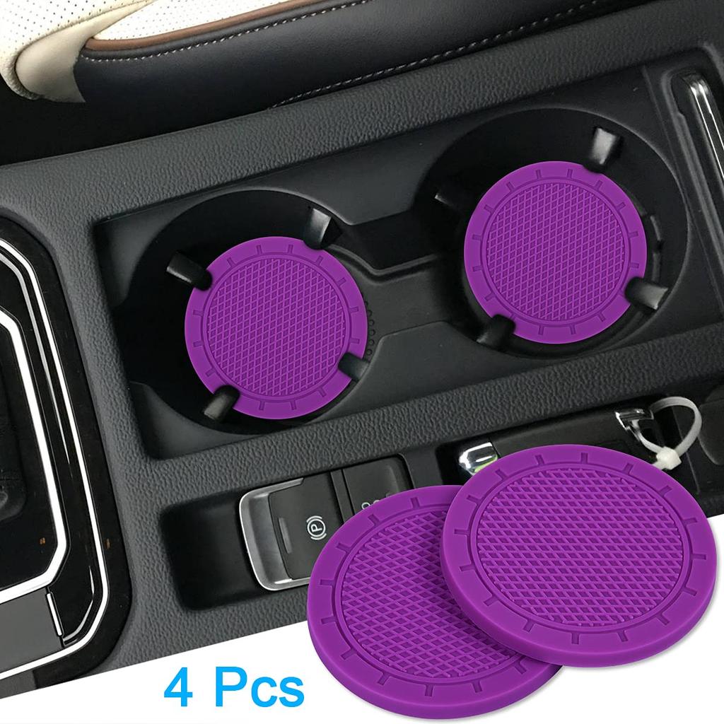 Wisdompro Car Non-Slip Coaster Drink Holder Cup Mat Vinyl Anti Slip Vibration Round 70mm Diameter 4pcs Purple