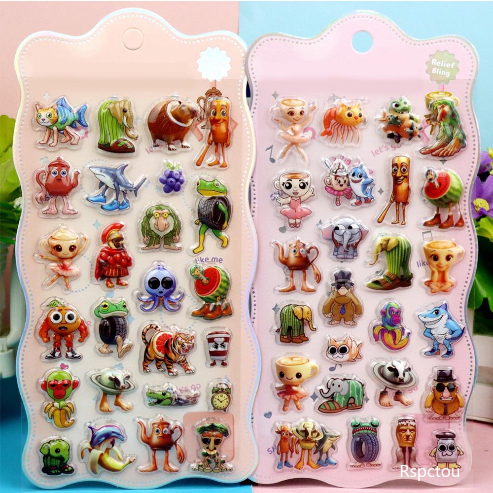 Cute Italian Brainrot Cartoon 3D Stickers Funny Tung Tung Tung Sahur Bubble Decals Waterproof Decoration Sticker Toy