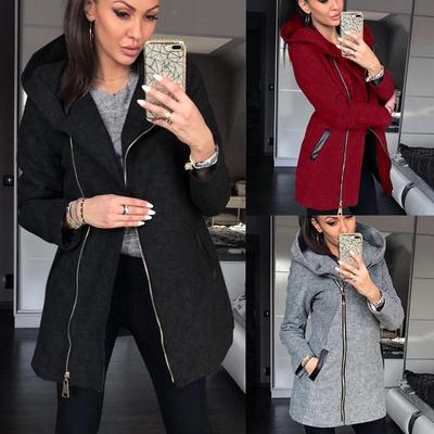 Women's 2024 Fashion Fleece-Lined Hooded Jacket with Side Zipper