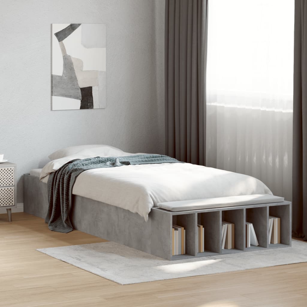 Bed Frame Concrete Grey 75x190 cm Particleboard