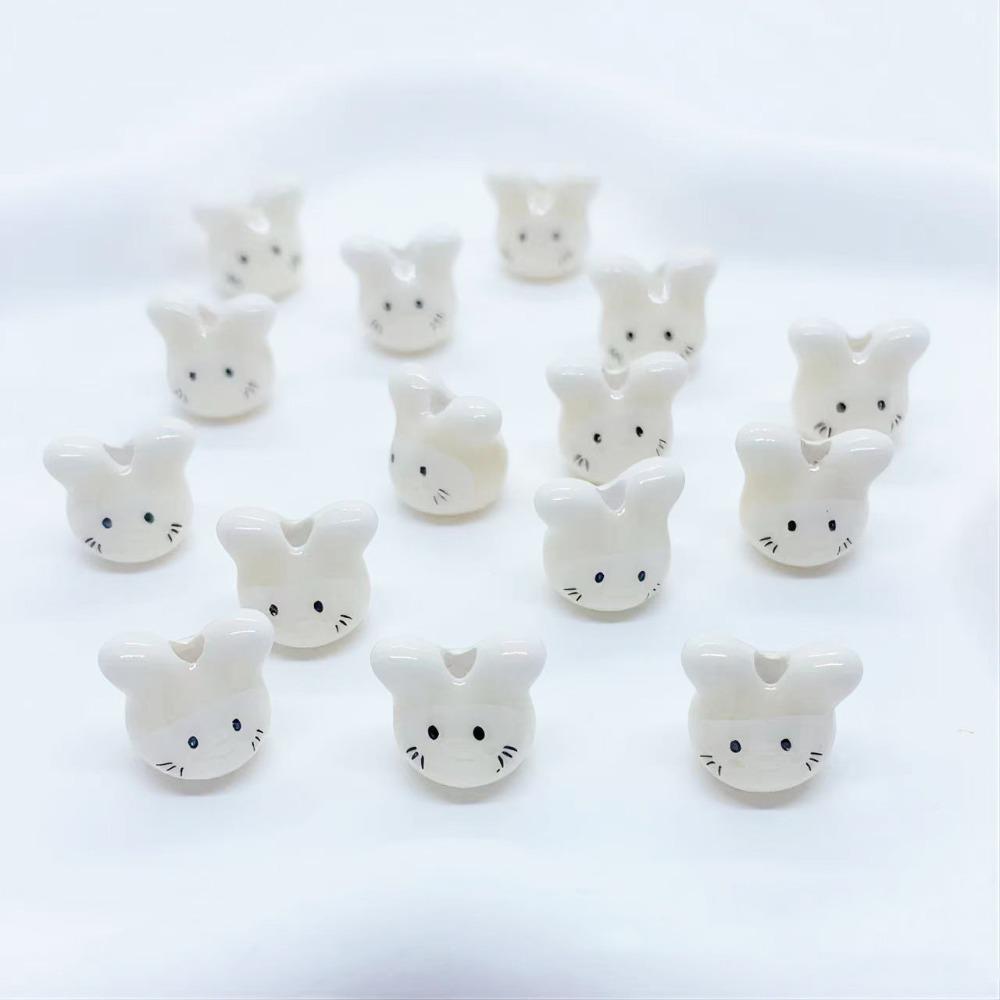 10Pcs Ceramic Cute Rabbit Ceramic Beads Rabbit Rabbit Shape Porcelain Bead  Necklace Accessories
