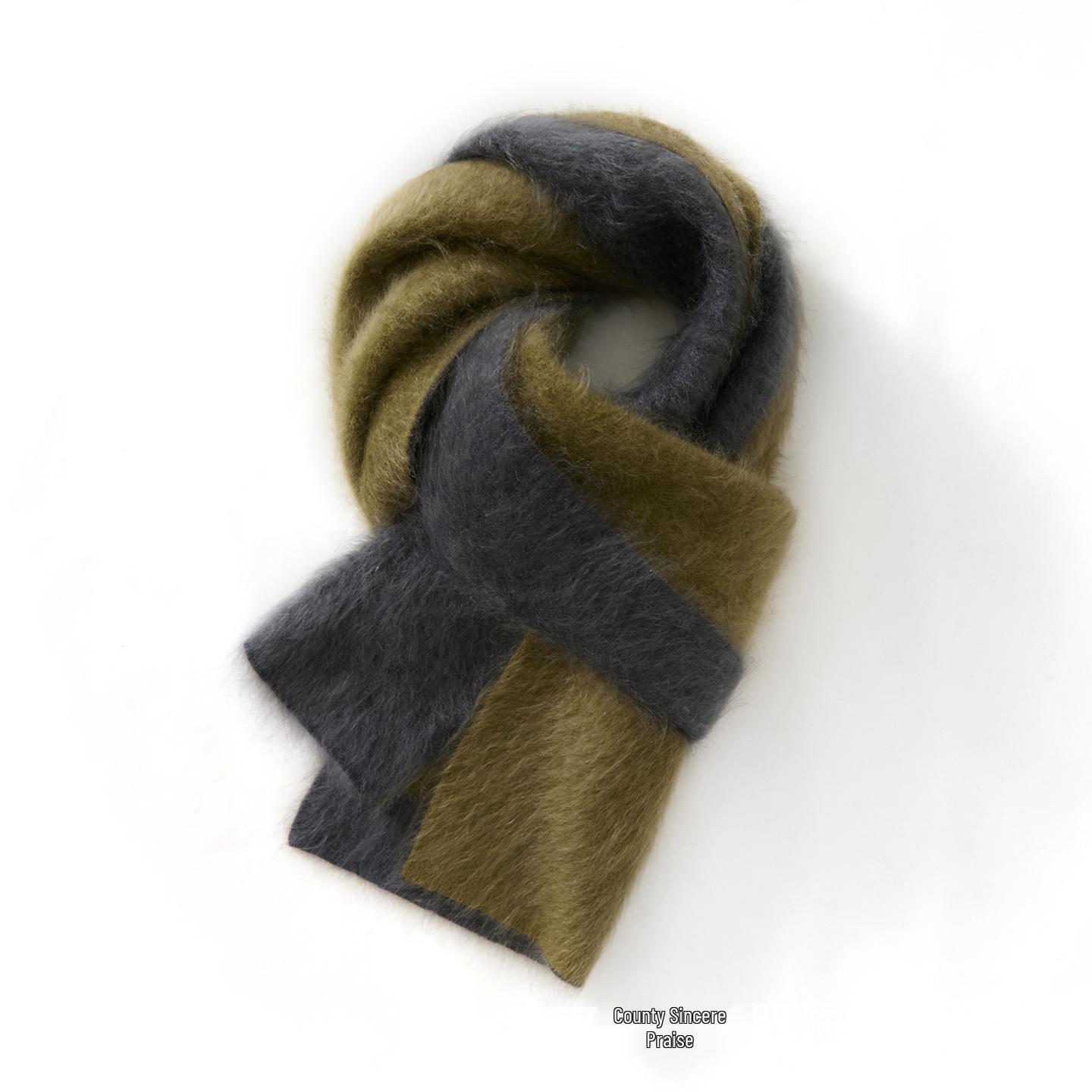 Royal Plush 100% Pure Cashmere Double-Sided Winter Scarf серо-зеленый