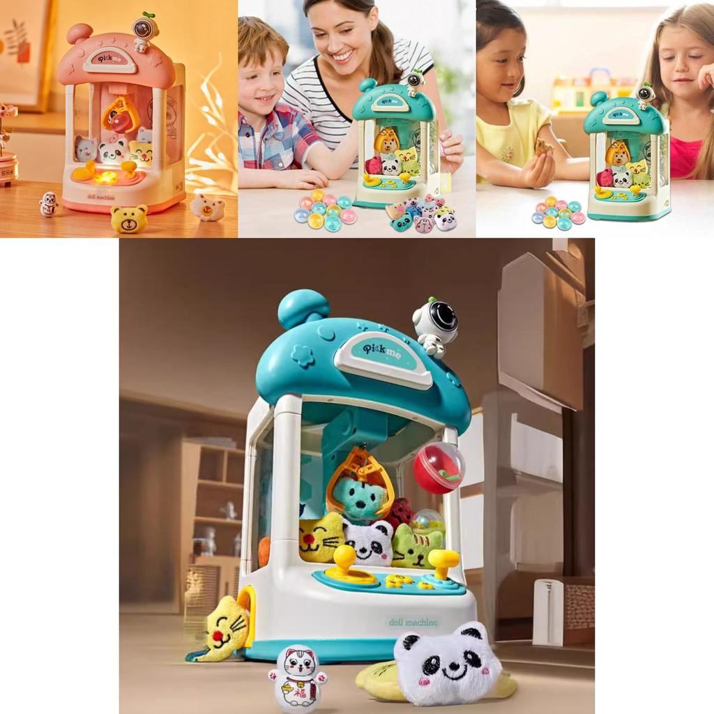 Colorful Mini Coin Operated Claw Machine Toy For Kids With Adorable Plush Toys And Capsules
